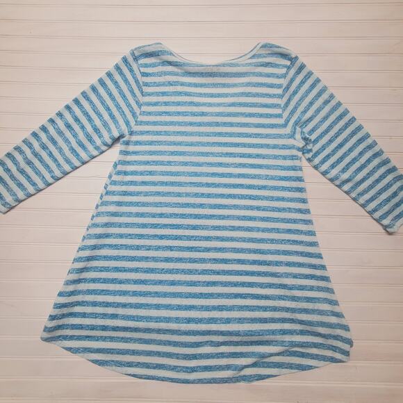 Bobeau Top XL Rayon 3/4 Sleeve Hi-low Relaxed Fit Tunic Stripe Blue Womens Size - Picture 2 of 6